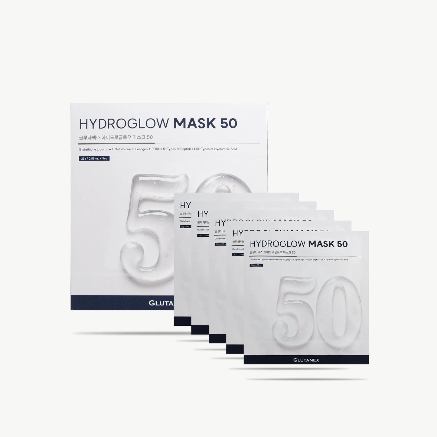 HydroGlow Mask 50 hydrogel face mask with glutathione and plant-based collagen for hydrated and radiant-looking skin
