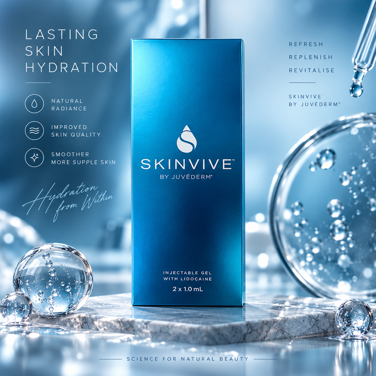 Juvéderm Skinvive 2 x 1ml hyaluronic acid injectable treatment for professional aesthetic use
