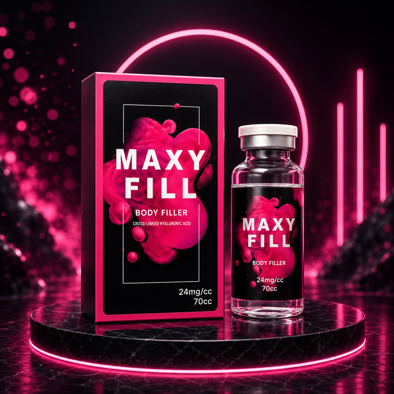 MAXY FILL 70cc body filler with 24mg/ml cross-linked hyaluronic acid for professional aesthetic use