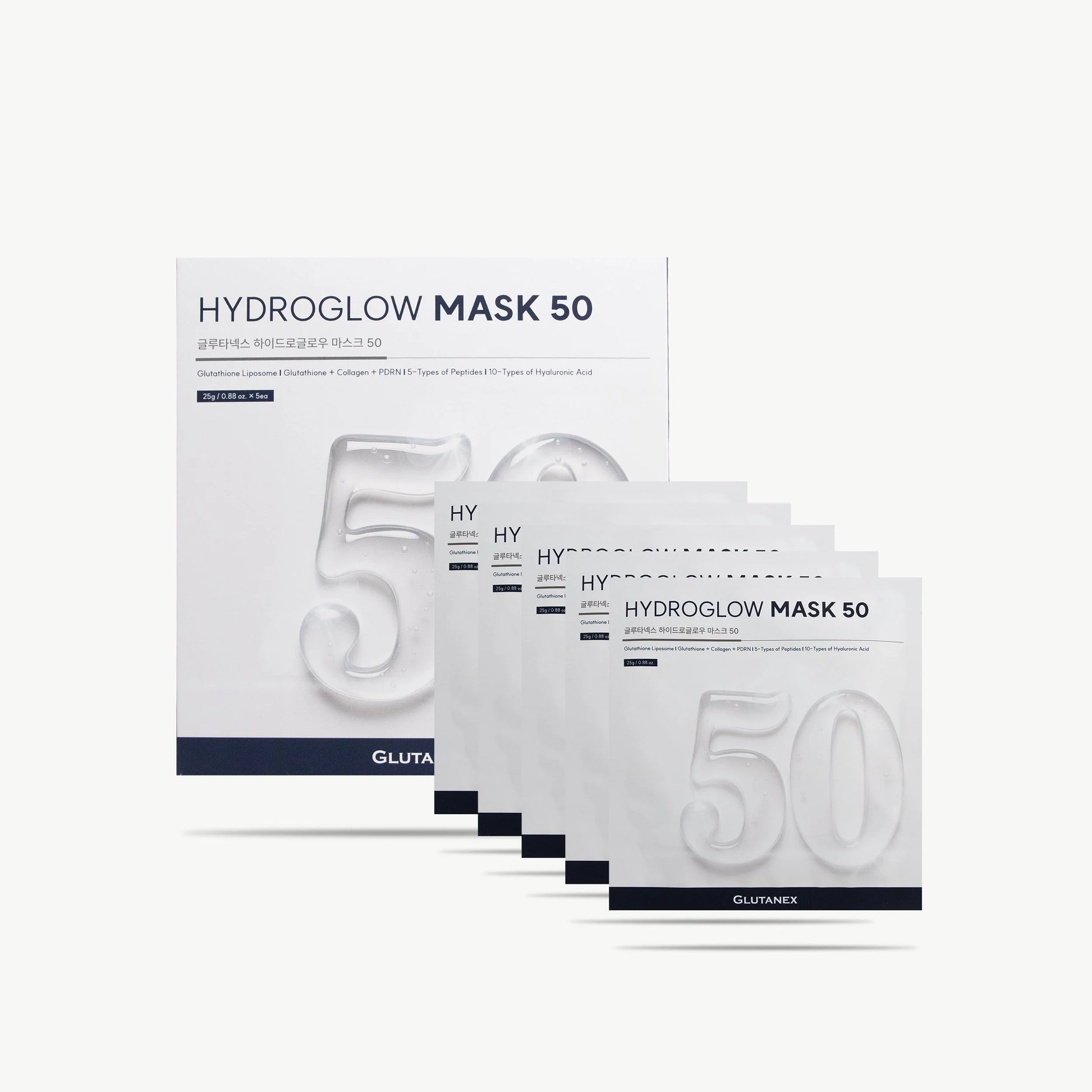 HydroGlow Mask 50 hydrogel face mask with glutathione and plant-based collagen for hydrated and radiant-looking skin