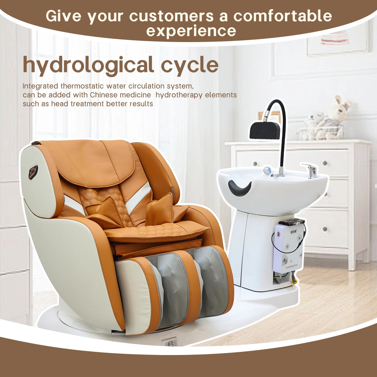 Luxury Electric Massage Shampoo Chair Ceramic Basin Salon Hair Wash Bed