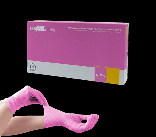 Nitrile glows pink powder free
